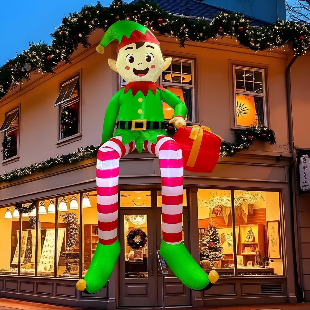 Kids Toys Xmas - 8FT Christmas Inflatables Sitting Elf Decoration